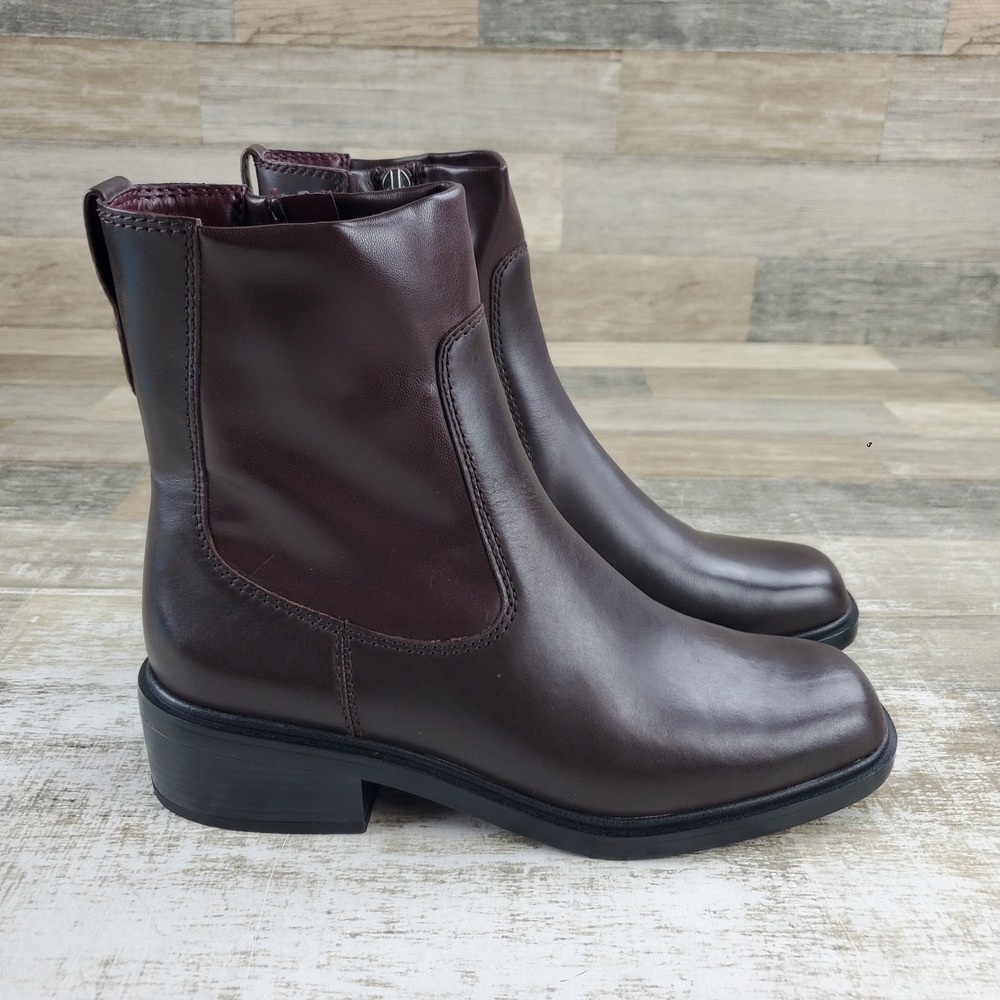 Franco Sarto Gavi Womens Ankle Boot Sz 9 M Dark Brown Leather High Top Side Zip